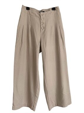 Capris linen mix Button-Front Elastic Waist Pants size 6